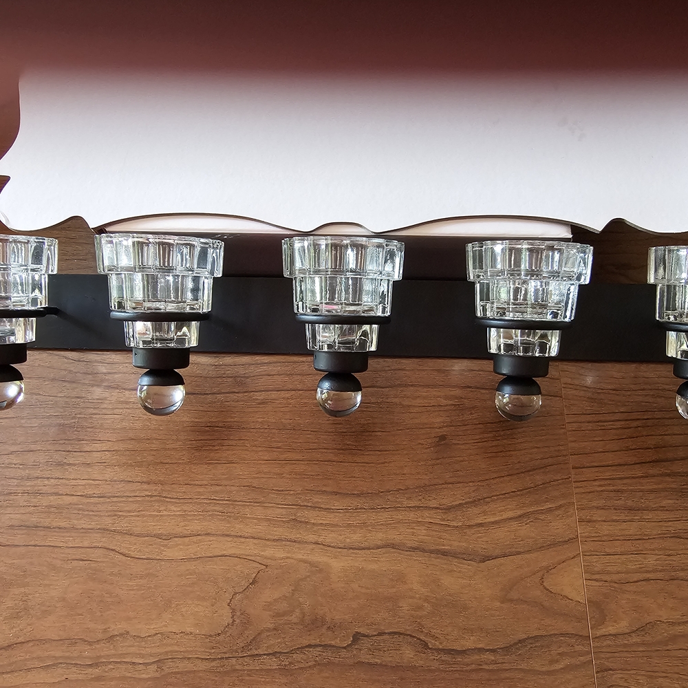 Vintage Home Interiors Black Iron 6 Pc Chandelier Sconce